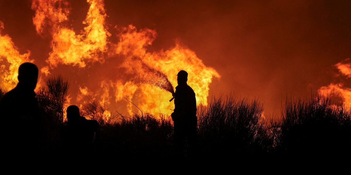 Wildfire burns in Dionysos, near Athens